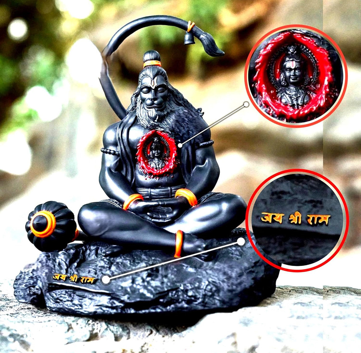 STANGKART Sitting Hanuman Ji Statue with Ram Lalla Inside Chest | StangKart