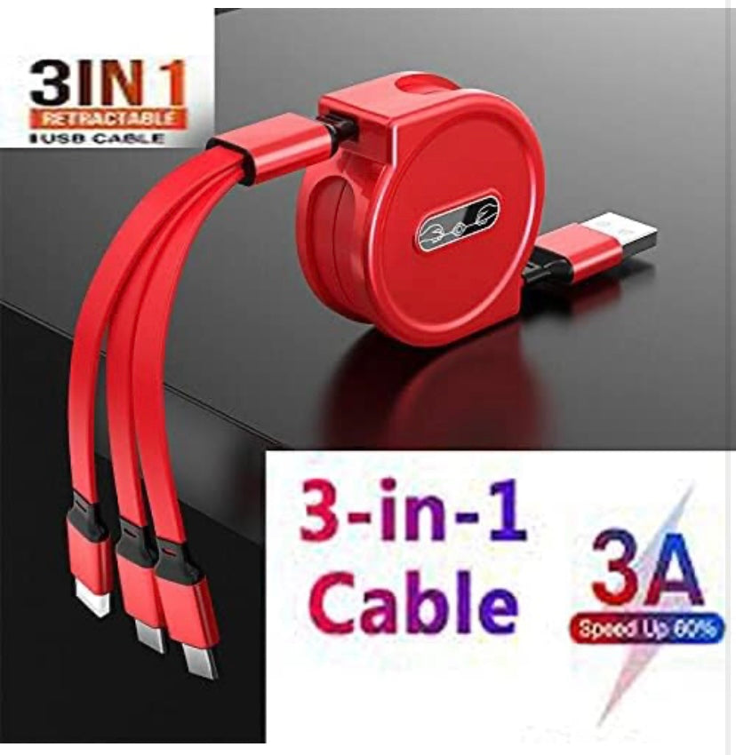 3 in 1 Charging Cable For Cars | Assorted Colors | StangKart